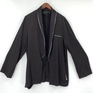 Haider Ackermann Black Satin Open Blazer with Piping